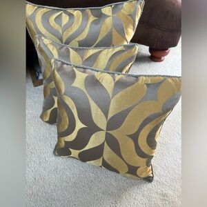The Homecentric Grey Gold Decorative Jacquard WeaveThrow Pillows